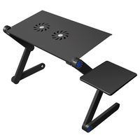 StillCool Laptop Stand, Adjustable Laptop Desk/Table, Portable Reading Holder with Mouse Pad Vented w/CPU Fans, Light Weight Aluminum Bed Tray Desk for Ultrabook Macbook Notebook (Black - Laptop Desk)