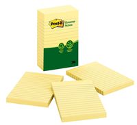Post-it Greener Notes, America's #1 Favorite Sticky Note, 4 x 6-Inches, Canary Yellow, Lined, 5-Pads/Pack (660-5RP)
