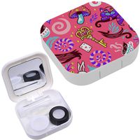 Portable Contact Lens Case Box Travel Kit Mirror + Bottle + Tweezers Container Holder [ Alice Fairytale ]