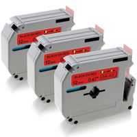 P-Touch Brother m Tape 12mm 0.47 M431 MK431 M-K431 Label Tape Compatible for Brother P Touch PT-70BM PT-M95 PT-90 PT-70 PT-65 PT-70SR PT-85, 1/2 inch x 26.2 ft (12mm x 8m), Black on Red, 3 Pack