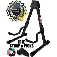 GLEAM Guitar Stand - Folding A Frame for Acoustic and Electric Guitars with Guitar Strap and Picks