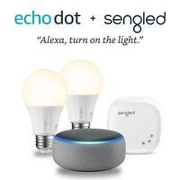 Echo Dot (3rd Generation) - Heather Gray with 2 Smart Bulb Kit by Sengled