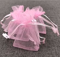 ATCG 100pcs 2x2.7 Inches Mini Organza Bags with Drawstring for Rings, Little Earrings, Jewelry Pieces, Wedding Favors Party Fovours Small Organza Pouches (Light Pink)