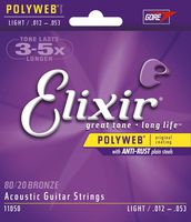 Elixir Strings 80/20 Bronze Acoustic Guitar Strings w POLYWEB Coating, Light (.012-.053)