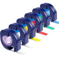 Compatible with DYMO Label Maker Tape, LetraTag Plastic Label Tape Refills 16952 91331 91332 91333 91334 91335, 1/2 Inch x 13 Feet for LetraTag LT100H Plus LT100T QX50 Label Maker, 6-Pack