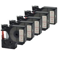 5PK D1 Tape Replacement 40912 Red on Clear 3/8 Inch (9mm) Label Cassette Compatible for Dymo LabelManager