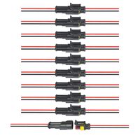 ATPWONZ 2 Pin Way Car Waterproof Electrical Connector Plug with Wire AWG Marine Pack of 10