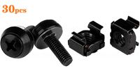 HTCELLE M6 x 16mm Rack Mount Cage Nuts (30Pack) for Mounting Screws and Square Insert Nuts for Server Rack,Cabinet,Routers - Black