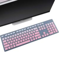 Keyboard Cover Skin Fit Dell KM636 Wireless Keyboard/Dell KB216 Wired Keyboard/Dell Optiplex 5250 3050 3240 5460 7450 7050/Dell Inspiron AIO 3475/3670/3477 All-in one Desktop-Gradual Pink