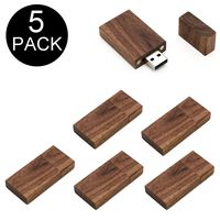 5 Pack Rectangle Walnut Wood 2.0/3.0 USB Flash Drive USB Disk Memory Stick with Wooden (2.0/1GB)