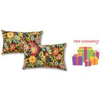 Greendale Home Fashions Rectangle Outdoor Accent Pillow, Jungle Floral with Exciting Give-aways