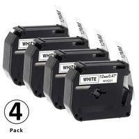 Airmall 4 Pack Compatible M Series Label Tape for M-K231 MK231 M231 for P-Touch Label Maker PTM95 PT-90 PT-80 PT-70BM- 12mm x 8m 1/2" x 26.2ft Black on White