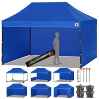 ABCCANOPY Canopy Tent Popup Canopy 10x15 Pop Up Canopies Commercial Tents Market stall with 6 Removable Sidewalls and Roller Bag Bonus 4 Weight Bags and 10ft Half Wall, Royal Blue
