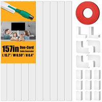 One-Cord Cable Concealer, 157in Cord Cover, PVC Wire Molding, Paintable Wire Channel to Hide a Single Power Cord, Speaker Wire or TV Cables in Home or Office - 10X L15.7in, W0.59in, H0.4in