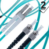 LC to ST Fiber Patch Cable Multimode Duplex - 1m (3.28ft) - 50/125um OM3 10G (2 Pack) - Beyondtech PureOptics Cable Series