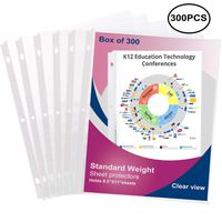 Sheet Protectors 8.5 x 11 Top Loading Page-Protectors-Clear-Sheet-Protectors for 3 Ring Binders Letter Size 300PCS