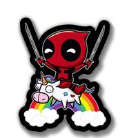 Deadpool Chibi Unicorn Cartoon Vinyl Decal Sticker by SSTS Prints