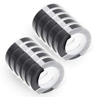 10-Roll Equivalent to Dymo 3D Plastic Tapes Embossing Label Maker Tape 520109 Compatible with Dymo Embossed Label Makers Office Mate II 154000 Organizer Xpress 12965, 3/8'' x 9.8', White on Black