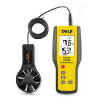 Upgraded Version Digital Handheld Anemometer - Thermometer, Wind Speed Meter for Measuring Air Velocity, Air Flow, Temperature Using Display Units: Miles, Kilometers, Meters, Feet, Knots - Pyle PMA90