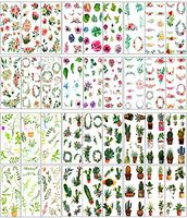 WFPLUS 36 Sheets Scrapbooking Stickers Set Cute Cactus Plant Decorative Stickers Flowers Stickers for Stick Label, Journal Planners, Stationery, Notebook, Diary, Album, DIY Crafts, Laptop Decoration