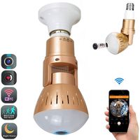 Smart Bulb Camera WiFi LED 1080p Hidden Camera 360 Degree Panoramic Fish Eye HD Cameras with Night Vision Rotation Function Surveillance Motion Detection