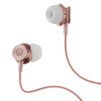 Audiomate A180 Hi-Fidelity Noise Isolating Wired Stereo Stainless Steel Metal in-Ear Earphone Earbuds with Built-in Microphone and Remote 4ft Cable 3.5 mm Plug - Pink/White