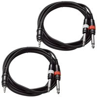 Seismic Audio - SAiTSY6-2Pack - Pair of 1/8" Stereo 3.5 mm to Dual 1/4" TS Splitter Cable - 6 Feet