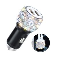 Dual USB Car Charger,SAVORI Car Adapter Bling Bling Rhinestones Crystal Car Decorations for Fast Charging Car Decors for iPhone Xs Max X Plus, iPad Pro/Mini, Samsung (Bling White)