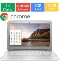 HP 14-inch Chromebook HD SVA (1366 x 768) Display, Intel Dual Core Celeron N2840 2.16GHz, 4GB DD3L RAM, 16GB eMMc Hard Drive, Stereo speakers, HD Webcam, Google Chrome OS (Renewed)