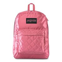 JanSport Super FX Backpack - Trendy School Pack With A Unique Textured Surface | STL Rose Diamond Quilting