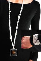 UseeTech Necklace Compatible with Fitbit Versa Smartwatch Band New White Pearl Double Loop Two Way Bracelet Strap Neckband Handmade Replacement Accessories Adaptor Wearable Technology Adaptor Wearable