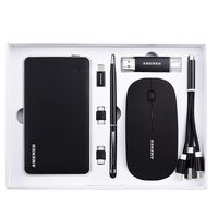 AMENER Office Desk Supplies Electronic Kit 10000mah Power Bank+Wireless Mouse+32GB Flash Driver+Charger Cables Customized Business Gift Set Birthday Christmas Ideal Gift