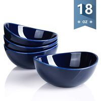 Sweese 102.103 Porcelain Bowls - 18 Ounce for Cereal, Salad, Dessert - Set of 4, Navy