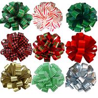 Large Assorted Christmas Pull Bows - 8" Wide, Set of 9, Variety Pack Ribbons for Gifts, Red, Green, Gold, Silver, Plaid, Buffalo Check, Gingham, Presents, Wreaths, Garlands, Swag