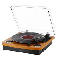 Bluetooth Turntable,JOPOSTAR Vinly Record Player Built-in Dual Stereo Speakers, LP 3-Speed Belt Driven, Aux Input & RCA Output, Natural Wood