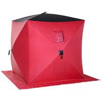 Outsunny 2 Person Pop Up Clam Ice Fishing Tent Portable Shelter - Red