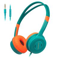 STOON Kids Headphones, Wired Headphone with Mic for Kids Boys Girls, Lightweight Headset Over Ear for School, 85dB Volume Limited, Stereo Sound, Tangle-Free Wires, Adjustable Headband, Orange/Green