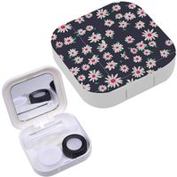 Portable Contact Lens Case Box Travel Kit Mirror + Bottle + Tweezers Container Holder [ Tiny Daisy ]