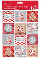 Pack of 24 Hand Crafted Christmas Contemporary Gift Tags