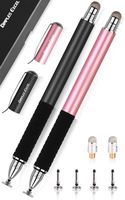 Dimples Excel 2 in 1 Precision Disc and Hybrid Fiber Stylus/Styli with 4 Replacement Discs and 2 Hybird Fiber Tips, 2 Pack (Black+Pink)