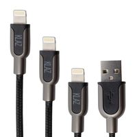 Klaz USB iPhone Cables Compatible (3-Pack) Fast Charging and Data Syncing Cords | 3Ft, 6Ft, 10Ft | Nylon Braided, Kink & Tangle Free | iPhones,iPads iOS Devices (Black)