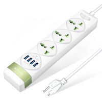 Power Strip with USB, Bavin Smart Power Strip 3 Outlet Surge Protector with 4 Port 5.4A/30W USB Charger 5Ft Power Cord 2500W 100-240V (White)