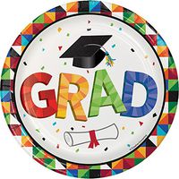 Creative Converting 96 Count Sturdy Style Small/Dessert Paper Plates for Graduation Party, Fractal Fun