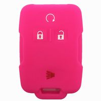 Ezzy Auto Hot Pink Silicone Rubber Key Fob Case Key Cover Keyless Remote Jacket Skin Protector fit for Chevrolet Silverado Colorado GMC Sierra Yukon Cadillac