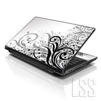 LSS 15 15.6 inch Laptop Notebook Skin Sticker Cover Art Decal Fits 13.3" 14" 15.6" 16" HP Dell Lenovo Apple Asus Acer Compaq (Free 2 Wrist Pad Included) White and Grey Floral