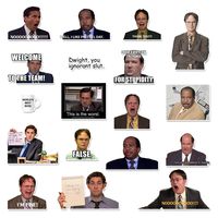 G-Party 18 PCS The Office Laptop Stickers Waterproof Vinyl Decals Pack with Michael, Dwight, Jim for Laptop, Notebook, Bottles, MacBook
