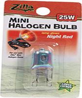 Zilla Reptile Terrarium Heat Lamps Mini Halogen Bulb, Night Red, 25W