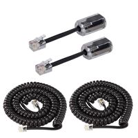 Telephone Handset Cord Detangler, 2 Pack Landline Handset Cord Cable (7.5Ft Uncoiled, 1.5 Ft Coiled) and 2 Pack Anti-Tangle Telephone Cord Untangler 360 Degree Rotating Swivel Cord Telephone Accessory