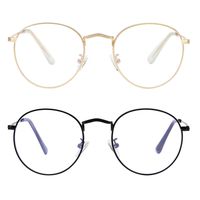 Blue Light Blocking Glasses for Women Man Round Metal Anti Blue Ray for Computer Harmful Ray UV Blocker Gaming Glasses (2PC-Black-Gold)