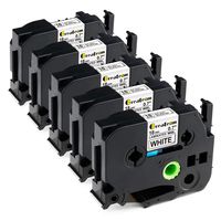 Compatible P-Touch TZe 18mm 0.7inch White Tape Greateam TZe-241 tze-241 Label Tape use for Brother P-Touch Label Maker PT-D400AD PT-D600 PT-710BT PT-1880C